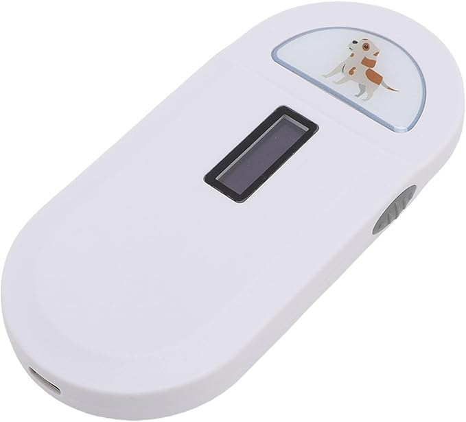 Pet Chip ID Scanner, Animal Tag Scanner with High Brightness Display, 800mAh Rechargeable Battery for FDX B & EMID Animal Management (White)