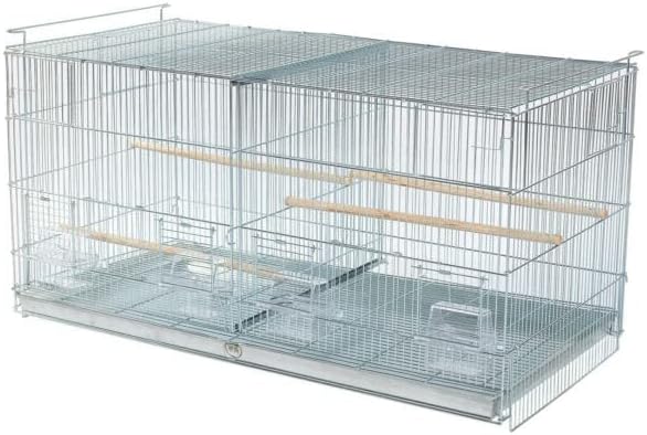 LOT of NO Rust Stainless Galvanized Zinc Plated Stackable Breeder Bird Flight Cage with Removable Center Divider and Breeding Nest Doors 30"x11"x15"H with Rolling Stand