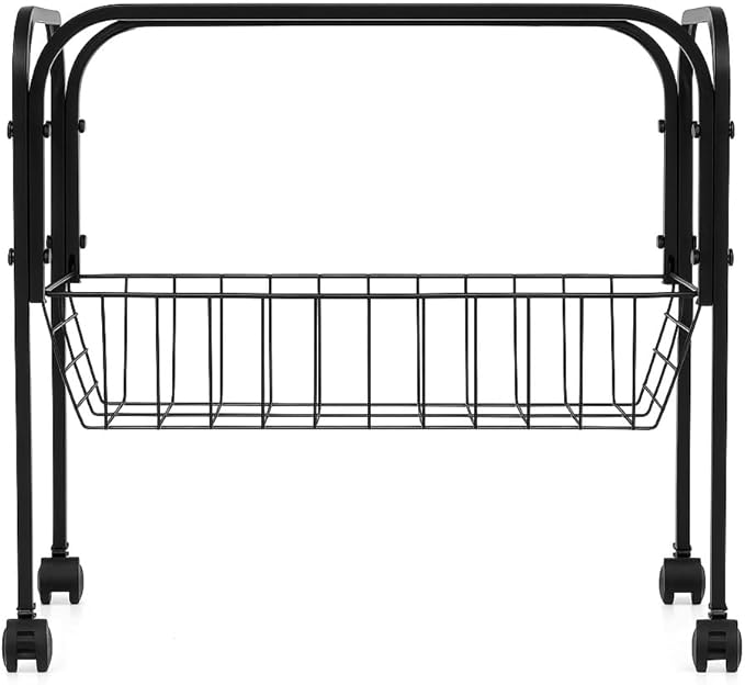 Clear View Bird Cage Stand with Wheels and Basket (Black)