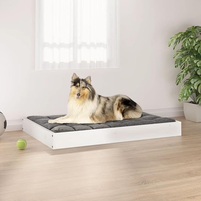 Solid Pine Wood Minimalistic Dog Bed for Medium Breeds, Modern Elegant Design with Sturdy Construction and Pet Friendly Material, Easy to Clean Surface, Perfect for Living