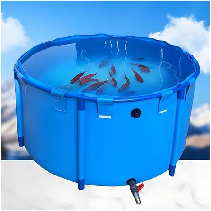Collapsible Fish Pond, Above Ground Pond Large Collapsible Durable Plastic Canvas Fish Ponds with Brackets for Koi Culture and Agricultural Irrigation 59X39 in(1700 L)