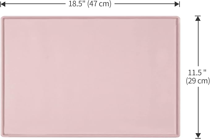Dog Food Mat,Silicone Waterproof Food Tray,Non Slip Pet Bowl Mats Placemat,0.6" Raised Edge,Suitable for Most Small and Medium Sized Pets,24" x 16"