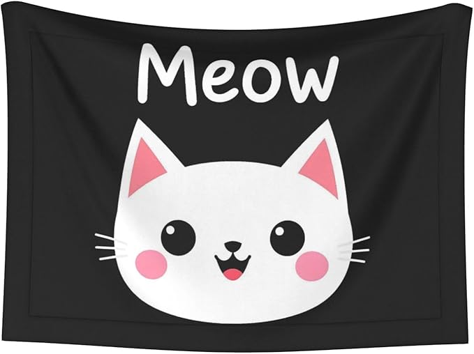 Cat Meow Print Soft Plush Pet Blanket, Washable Dog Blanket, Cat Fleece Throw, Puppy Bed Crate Mat & Sofa Couch Protector - Small