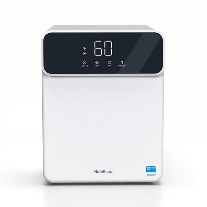 HubiBaby 4-in-1 UVC Cleaner and Dryer for Baby Bottles XL Large Inner Capacity Multifunctional Smart Control with Bluetooth APP