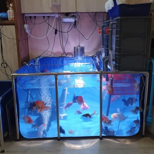 Flexible PVC Fish Breeding Water Tank with Steel Frame, 50x40x30cm Clear Viewing Pool for Aquatic Pets, Easily Assembled Backyard Pond Liner