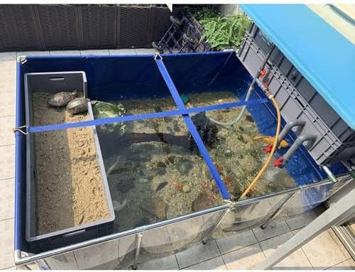 Flexible PVC Fish Breeding Tank with Steel Frame, Aquatic Pets Pool, Easy Assembly, Clear Viewing Window, 50x40x30cm, Ideal for Backyard Ponds and Aquaculture