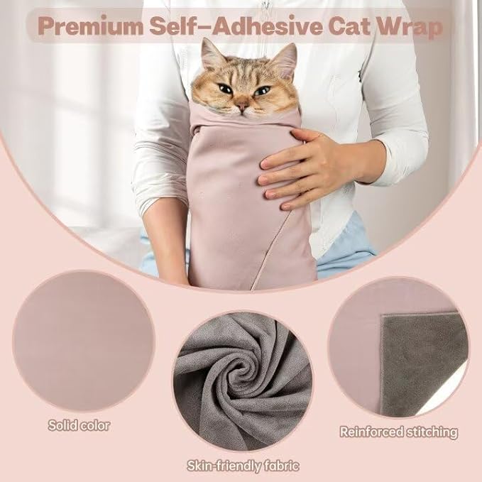 Paw Legend 27.6" Cat Wrap for Grooming Cat Wrap for Cutting Nails Cat Restraint for Nail Clipping Self Adhesive Blanket Restraint Cloth for Cats Within 15lbs