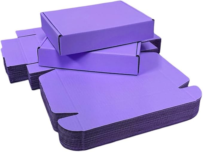 50 Pcs 7.9 x 4 x 1.2 inches Shipping Boxes for Small Business Cardboard Corrugated Mailer Boxes for Shipping Packaging Holidays Craft Gifts Phone Case Packaging (Lavender, 7.9 x 4 x 1.2")