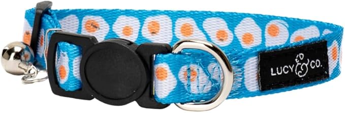 Lucy & Co. Eggcelent Breakaway Cat Collar with Bell – Designer Print Adjustable Safety Collar for Cats, Kittens & Small Dogs, Lightweight Pet Collar for Boy & Girl Cats – Small