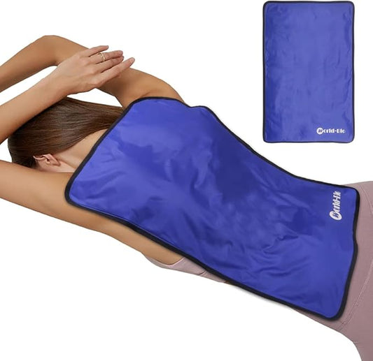 Extra Large Ice Pack for Injuries Reusable, Physical Therapy Cold Pack w/2 Straps for Full Back Knee Pain Relief, Hot Cold Compress Gel Ice Wrap for Swelling, Bruises, Large Ice Pad 23.2" x 14.5" Blue