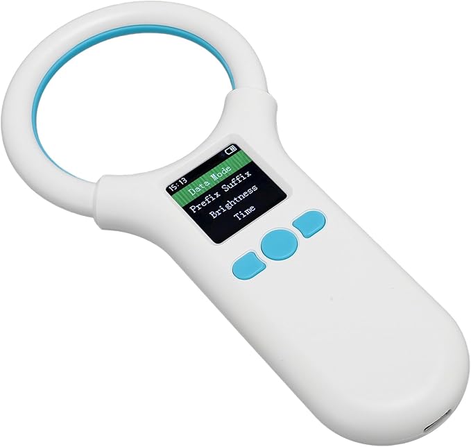 Diyeeni Pet Microchip Scanner, Rechargeable Dog Microchip Reader Support EMID FDX B (ISO 11784/11785) 134.2kHz/125kHz 15/10 Digits, 500 Data Storage, 1.44 inch TFT LCD Screen