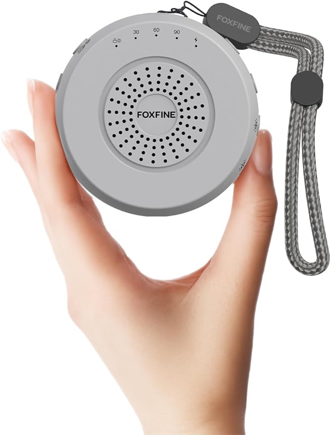 FOXFINE White Noise Machine, Portable Sound Machine with 36 Soothing Sounds, Focused Light, Timer, for Sleeping, Baby, Adults, Home & Travel, Gray