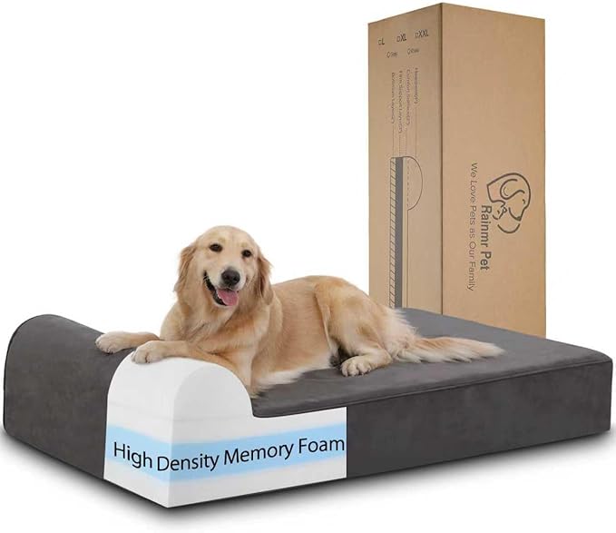 Orthopedic Dog Beds for Large Dogs, 7" Memory Foam Dog Beds with Waterproof Liner, Chew Proof Microsuede Cover, Removable and Washable, Nonskid Bottom, 52"x36" XL Grey