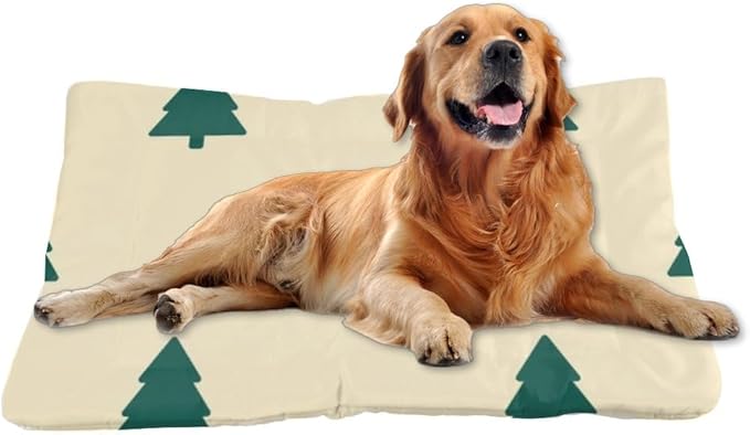 Festive Tree Print Pet Bed Non Slip Plush Dog Bed Travel Pet Portable Non- Slip Bottom Dog Room Furniture Multi- Scenario Mat Gift Printed Dogs Beds 36× 24 Inch