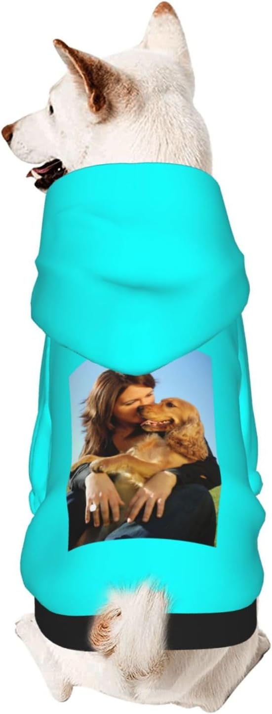 Custom Dog Hoodie Add Your Design Soft & Warm Personalized Photo Text Logo Name Dog Clothes for Puppy Sweatshirt Hooded for Small Medium Large Dogs Girl/Boy Cats Cyan