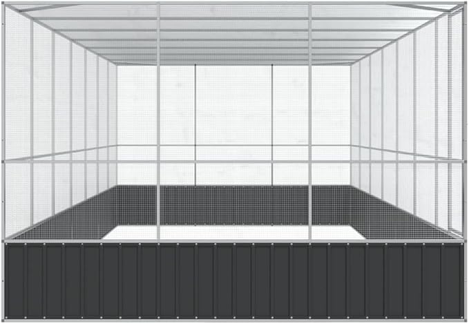Large Bird Aviary with Extension, Outdoor Galvanized Steel Bird Cage, Galvanized Steel Outdoor Bird Aviary, Mesh Fence Bird House for Small Animals, 285.4"x120.9"x83.5"
