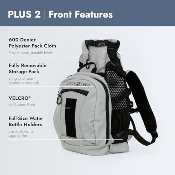 K9 Sport Sack Plus 2 - Adjustable, Backpack-Style Carrier with Multi-Functional Storage Pack, Thick Shoulder Straps & Padded Back Panel