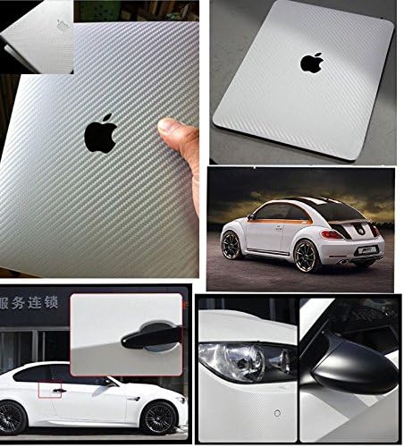 F & B LED LIGHTS Silver 3D Carbon Fiber Film Twill Weave Vinyl Sheet Roll Wrap (24" X 60", Silver)
