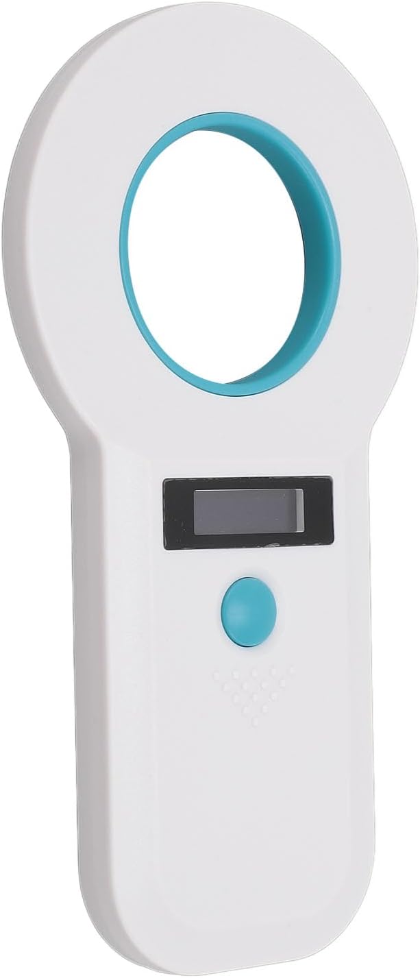 Diyeeni Portable Pet Chip Scanner, Animal Handheld Reader, 128 Sets of Data Storage, 15 Digits Animal Chip Registration RFID Microchips Scanner, USB Connects to PC (White)