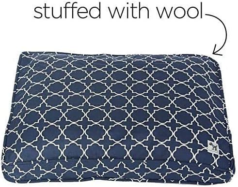 Molly Mutt Sheepy Wool-Filled Crate Pad, GOTS-Certified 100% Organic Cotton Canvas Cover with Soft 100% Natural Wool Insert, Ideal for Dog Bed or Kennel, Romeo & Juliet, 54" x 37" x 2.5"