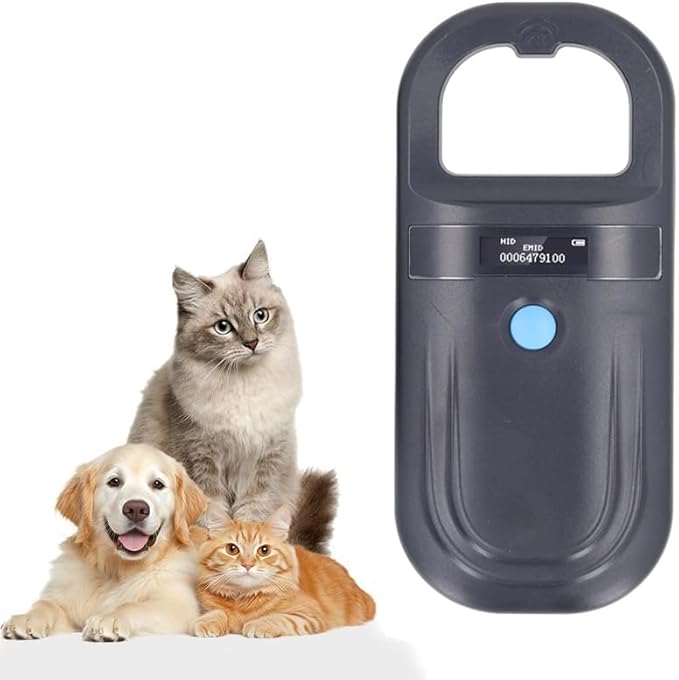 Pet Microchip Scanner ISO11784/85/FDX-B/EMID Animal Handheld Reader,134.2kHz Pet ID Scanner Rechargeable Animal Chip Registration, for Dog/Cat/Pig/Animal (Black)