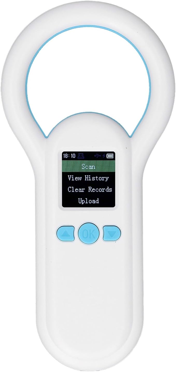 Pet Microchip Scanner, 500 Records Storage 134.2Khz Dog Microchip Scanner, Animal Reader with 1.44 Inch TFT Screen for Pet Animal Identification Management