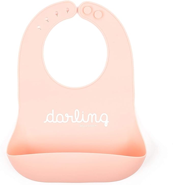 Baby Bib for Eating by Bella Tunno, Waterproof Silicone Bib with Large Food Catcher, Adjustable Fit for Babies 4-12 months & Toddlers 1-3 Years, Boys & Girls, Darling