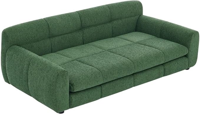 Modern Pet Sofa Bed for Large Dogs Up to 130lbs, Luxurious Living Room Dog Couch with Supportive Backrest and Armrests, Easy-to-Clean Linen Fabric Elevated Pet Furniture