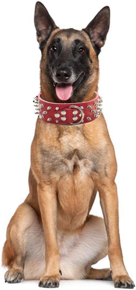 Serijoars Spiked Studded Dog Collar, PU Leather Dog Collar, Adjustable Pet Collars for Medium or Large Breed Pet (S, Camouflage1)