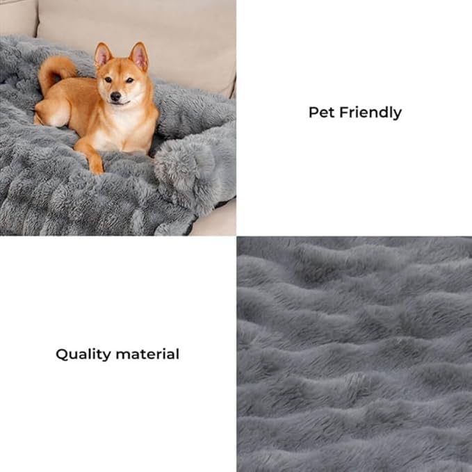 Dream Cloud Pet Sofa Bed for Dogs Cats, 2026 Washable Removable Calming Fluffy Plush Mat for Furniture Protector, Long Fur Non-Slip, for Small/Medium/Large Home Pets (Light Grey, S：27.6 * 24in)