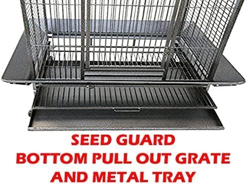 Extra Large Wrought Iron Open/Close Play Top Bird Parrot Cage, Include Metal Seed Guard Solid Metal Feeder Nest Doors Overall Dimensions: 35.25" Wx29.5 Lx62 H(with Seed Skirt)