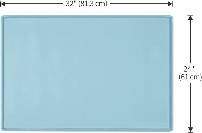 Dog Food Mat,Silicone Waterproof Food Tray,Non Slip Pet Bowl Mats Placemat,1" Raised Edge,Suitable for Most Small and Medium Sized Pets,32" x 24"