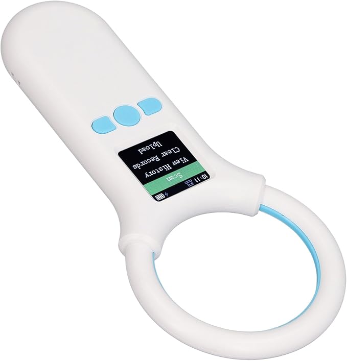 Portable Pet Chip Scanner, Technology, Microchip ID Reader with OLED Screen, 500 Records Capacity for Pet Trackers