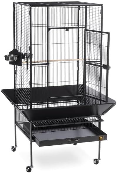 Mid-Century Marvel Bird Cage with Retro-Inspired Design, Durable Construction, Spacious Interior, and Elegant Finish for Stylish Black Hammertone