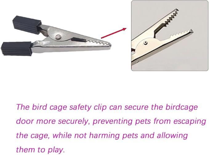 40 Pcs Bird Cage Safety Clips, Iron, Black, 1.89x0.7 Inch, Suitable for Parrots, Hamsters, Guinea Pigs, Rabbits, Lightweight, Anti-Escape