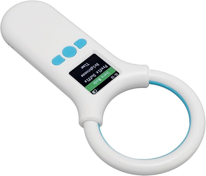 SUNGOOYUE Animal Microchip Scanner, Rechargeable EMID Pet Chip Reader with 1.44 Inch TFT LCD Screen and 500 Records Storage, for Dog Cat Pig Animal ISO11784 11785 FDX B