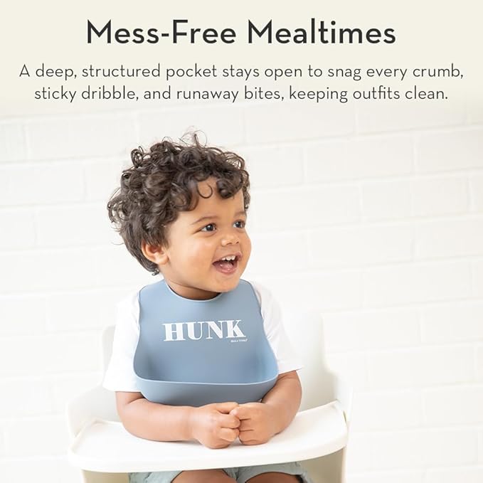 Baby Bib for Eating by Bella Tunno, Set of 2 Waterproof Silicone Bibs with Large Food Catcher, Adjustable Fit for Babies 4-12 months & Toddlers 1-3 Years, Boys & Girls, Miss Mess & Brunch