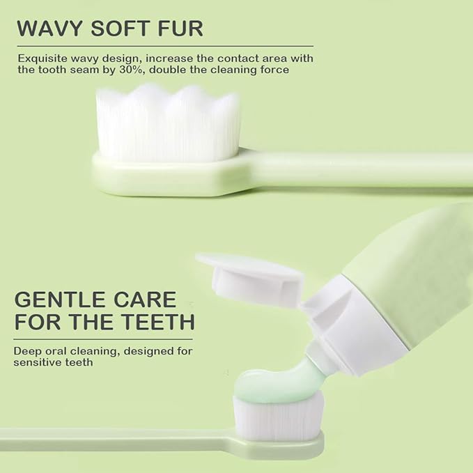 EasyHonor Extra Soft Toothbrush for Sensitive Gums, Micro Fur Manual Toothbrush with 20000 Soft Floss Bristle for Pregnant Women, Elderly and Gum Recessions, Protect Fragile Gums (8 Pack)