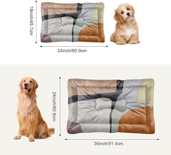 Modern Minimalist Boho Wipeable Dog Bed Furniture Dog Crate Mat Create Pad Chew Resistant Bed for Crate Washable Non-Slip Washable Pad Bedding Mat Pillow Indoor Outdoor 24X18 Inch