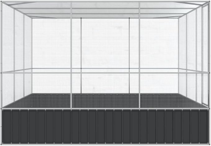 Steel Aviary Silver, Steel Bird Cage, Outdoor Aviary Parrot Cage Wide Flight Metal Birdcage, 122.4"x120.9"x83.5" Steel,-113
