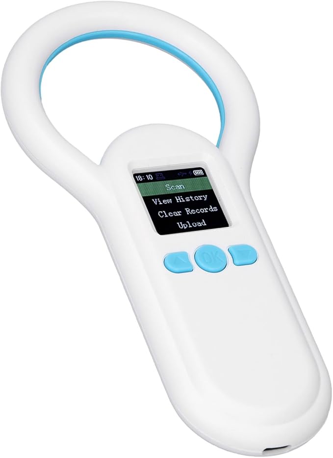 aqxreight Pet Microchip Scanner 134 2Khz Portable Animal Ear Tag ID Reader 44 Inch TFT Display Screen 500 Records Storage Display Allowing Vie Pet ReaderPet Microchip ReaderAnimal Tag