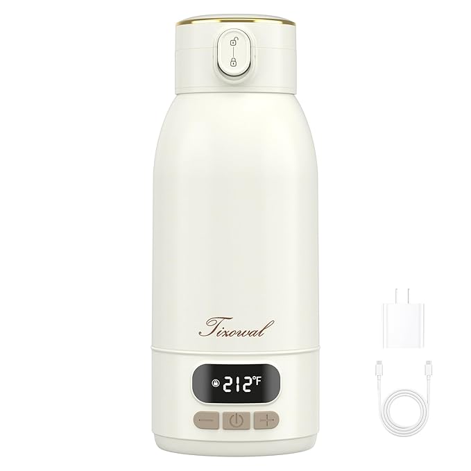 Portable Bottle Warmer for Travel Portable Milk Warmer for Baby Travel,Multi-Speed Keep Warm Function, 95-212℉ 17oz Capacity,66W Battery,24hrs Keep Warm,Best Choice for Travel Bottle Warmer on The Go