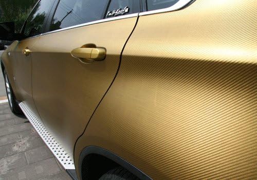 F & B LED LIGHTS Golden 3D Carbon Fiber Film Twill Weave Vinyl Sheet Roll Wrap (120" X 60", Golden)