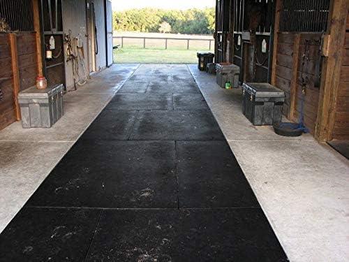 American Floor Tiles - Heavy Duty Stall Tiles - Stable/Horse Tiles - Thick, Durable Rubber Flooring Solid Black 12' x 16' Set 1/2" Thick (48 Tiles Total)