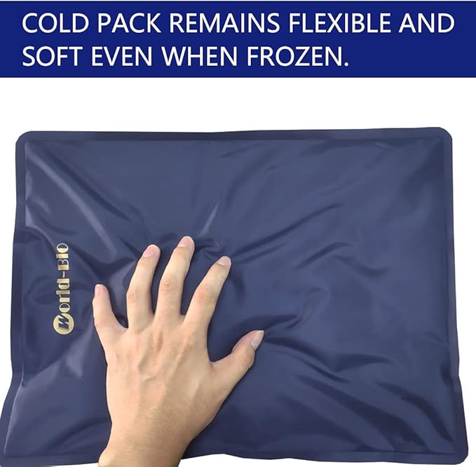 Large Gel Ice Pack 2 pack for Injuries Reusable, Flexible Hot Cold Therapy Pad for Hip, Back, Knee, Leg, Soothing Pain from Bruises & Sprains, Muscle Aches, Relief for Surgery, Back Pain 11.5" x 15.4"