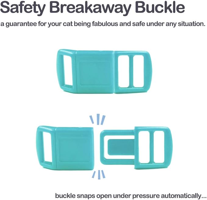 WAAAG Cat Collars, Gold Moons and Stars Cat Collar, Safety Breakaway Cat Collar, Glow in The Dark (Standard 9"-15" Neck, Lavender)
