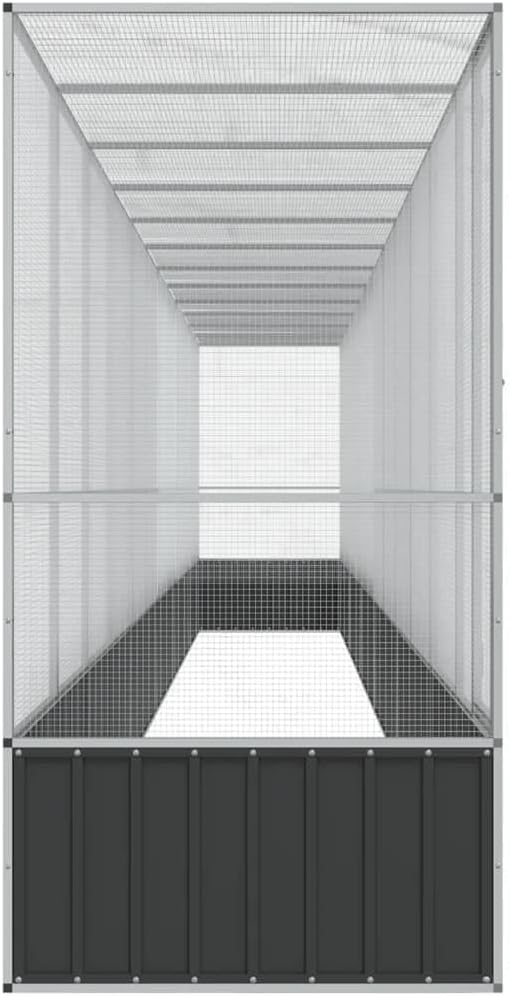 Large Metal Heavy Duty Walk-in Aviary Cage with Extension, Ample Activity Space Bird Cage with Lockable Door Also for Chickens and Rabbits, Silver 492.3"x42.1"x83.5" Steel,-518