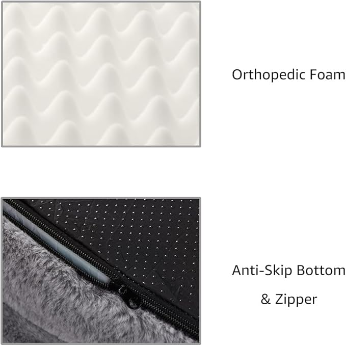 beeNbkks Human Dog Bed for Adult, Giant Extra Large Memory Foam Human Size Pet Bed for People, Fluffy Plush Dog Bed for Human with Storage Pocket Washable Cover Portable Handle Non-Slip Bottom