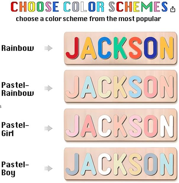 Personalized Name Puzzle for Kids, Personalized Baby Gifts Name Puzzles for Toddlers 1-3, 1st Birthday for Girls & Boys Wooden Alphabet & Shape Puzzle Montessor Toys for Kids