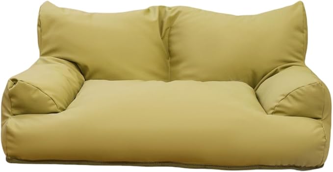 PU Leather Rectangle Dog Cat Pet Sofa Couch Soft Calming Pet Beds for Small Cats and Dogs,20X15.7X9 INCH (Green)